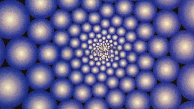 Kaleidoscope Type Graphic Image Twisting Blue White Dots Out Of Focus