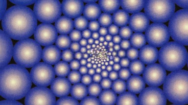 Blue Balls With A White Center That Are Rotating Around