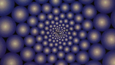 Spiraling Purple Spheres Rotate Clockwise With A Dark Black Background