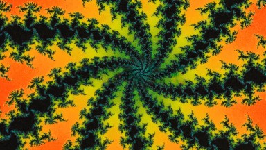 Vibrant And Soothing Pumpkin And Green And Yellow Colored Palm Tree Fractal