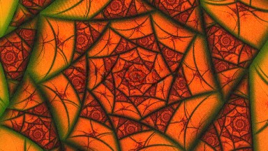 Rotating Orange Brown And Green Kaleidoscope Graphic Design