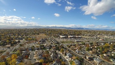 HIDDEN LAKE COLORADO-2016: Aerial View Of A Town On A Clear Day With Light