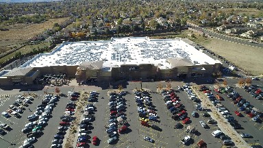 HIDDEN LAKE COLORADO-2016: Moving Shots Of A Big Factory With Solar Panels On Roof