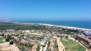 LOS CABOS MEXICO-2019: Aerial Footage Of A Large City Near A Large Body Of Water