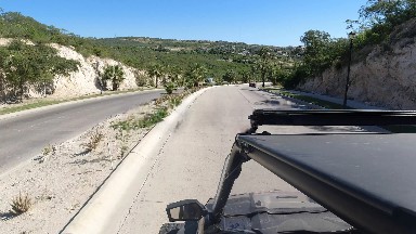 LOS CABOS MEXICO-2019: Beautiful Drive On A One Way Paved Road With Lovely Palm Trees