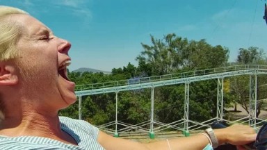 Oct. 29, 2020- GUADALAJARA MEXICO: Woman Screaming On A Roller Coaster