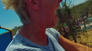 Oct. 29, 2020- Guadalajara Mexico: Theme Park Roller Coaster Ride with Screaming Woman