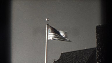 1938: Bonneville Dam Oregon. A Black and White Photo Of An American Flag.