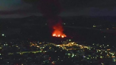 SAN JOSE DEL CABO BCS MEXICO-2023: A Large Fire Burning in the Sky Over a City