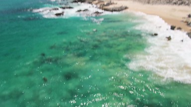 BUZZARDS BEACH EAST CAPE BCS MEXICO-2023: A Large Body of Water Next to a Sandy Shoreline