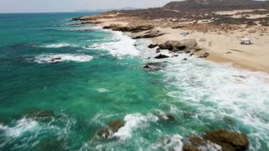 BUZZARDS BEACH EAST CAPE BCS MEXICO-2023: Aerial View of Beach and Ocean