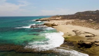 BUZZARDS BEACH EAST CAPE BCS MEXICO-2023: Aerial View Of A Beach And The Ocean
