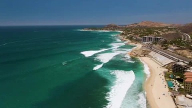 COSTA AZUL BEACH LOS CABOS BCS MEXICO-2023: Aerial View Of Beach And Coastline