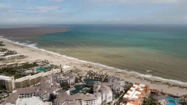 SAN JOSE DEL CABO BCS MEXICO-2023: Aerial Beach And Resort Area With A Pool And