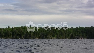 Fishing Boat Trolling Lake