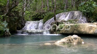 (Seamless Looping) Wide Pool Waterfall Looped Perfect