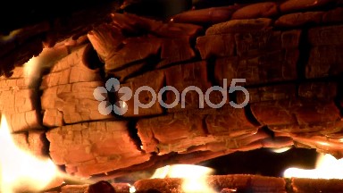 (Seamless Loop) Burned Wood Ember Coal Fire Closeup