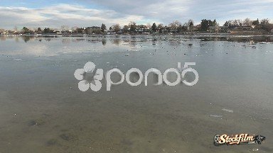 Westminster, Colorado: Pan of Dangerous and Very Thin Ice on Lake