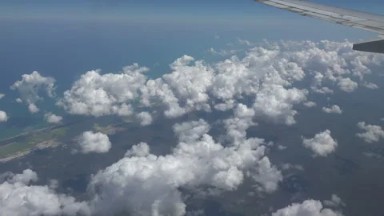 Airplane Aerial view of Cozumel Island Mexico