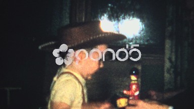 (8mm Vintage) Cowboy Hat Child - Christmas 1957