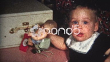 (8mm Vintage) Child with Doll Christmas 1957