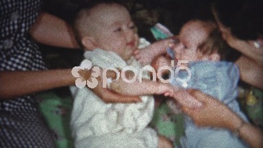(8mm Vintage) Awkward Baby Meeting Of Best Friends 1957