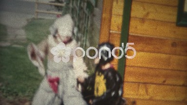 (8mm Film) Kids Excited Halloween Costumes 1956