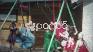 (8mm Film) Girls Playing Hard on Jungle Gym 1956