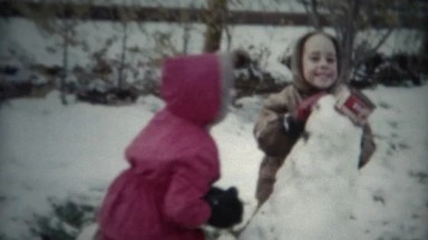 (8mm Film) Kids Building Snowman 1955