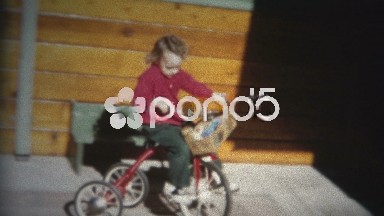 (8mm Film) Girl Riding Tricycle In Circle 1957