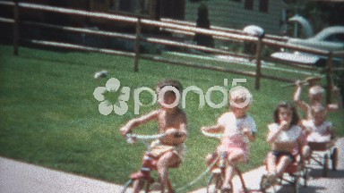 (8mm Film) Gang of Kids on Bikes 1955