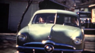 (8mm Film) 1949 Shoebox Ford Car Baby Blue