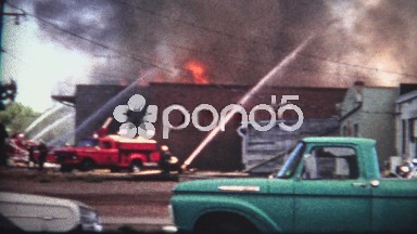 (8mm Film) 1968 Building Fire Department