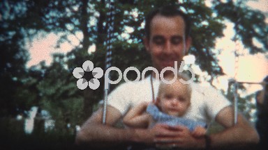 (8mm Film) 1951 Dad & Baby on Swingset