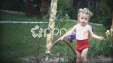 (8mm Film) 1951 Cute Child Watering Garden