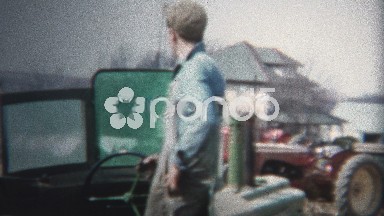 (8mm Vintage) 1954 Farmer Tractor Planting Fields. Iowa, USA.