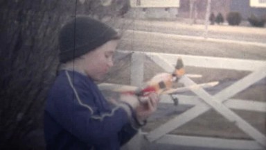 (8mm Vintage) 1965 Kid Playing Toy Model Airplane