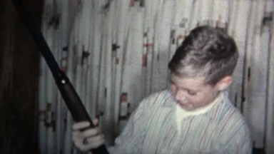 (8mm Vintage) 1965 Kid Gets BB Gun For Christmas. Don't Shoot Your Eye Out