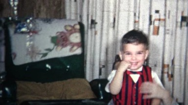 (8mm Vintage) 1965 Kid Dressed Up Like A Christmas Story Movie.