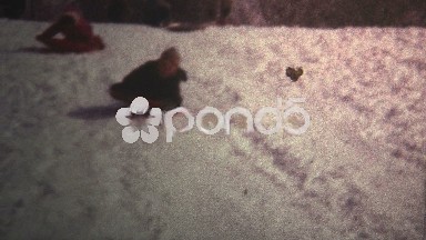 (8mm Vintage) 1965 Kids Winter Sledding Down Hill