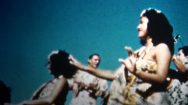 (8mm Vintage) 1955 Hawaiian Hula Dancers Sunset