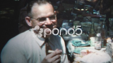 1958 - Man Eating Whole Cake Smirking About It