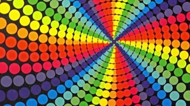 Retro Rainbow Colored Dots Rotating Animation Background