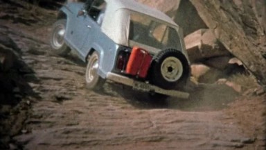 1971: Jeep climbing hills at Elephant Hill off-road track.