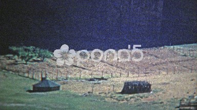 1972: Navajo Native American southwest round house aerial pov.