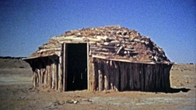 1972: Navajo Native American Community Selling Jewelry Near Traditional Round Hogans in Flagstaff, AZ