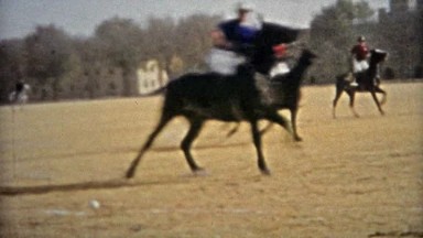 Horse Polo Game Practice Outside University Fields
