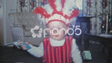1968: Halloween kid raiders native american headdress costume