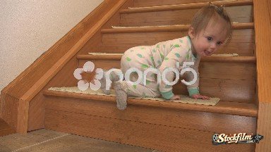 Denver, Colorado, United States: Baby's First Stair Climb in Cute Pajamas.