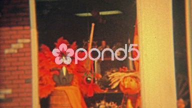 1973: Hand-Crafted Halloween Decorations Inside Storefront Window.